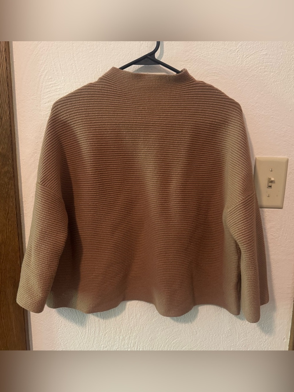 Tan/Light Brown Modern Citizen Ribbed Boxy Lou Wide Sleeve Swing Sweater XS